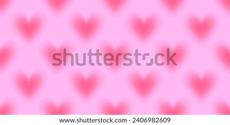 Valentines Day seamless pattern in 90s style.Romantic vector illustration in y2k aesthetic with pink blurred hearts.Modern wallpaper for smm,fabric,invitations,prints,promo offers. Royalty-Free Stock Photo #2406982609