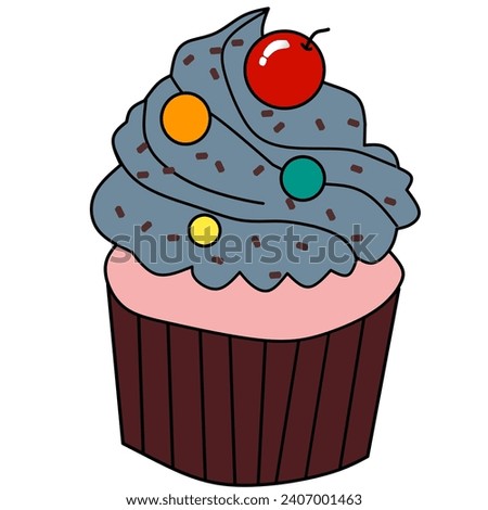 cupcake isolated on white background, icon art, vector illustration