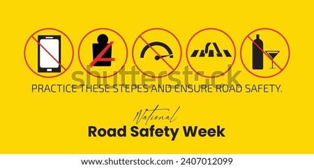 Vector illustration Creative Template Design for National Road Safety Week, 11 to 17 January Every Year. Traffic Light Pole. Safety driving concept Royalty-Free Stock Photo #2407012099