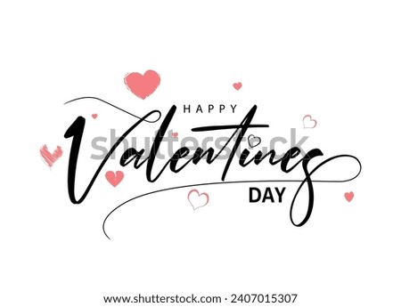 Happy Valentines Day typography poster with handwritten calligraphy text, isolated on white background. Vector illustration.eps8 Royalty-Free Stock Photo #2407015307