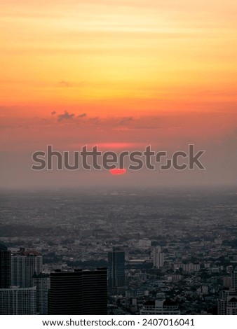Bangkok view from building. Sky view. Sunset. Evening lights