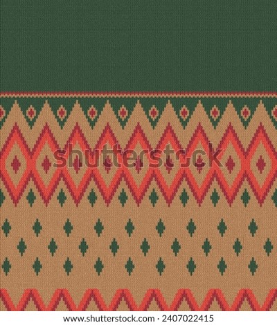 Traditional Tribal Aztec seamless pattern on the wool knitted texture