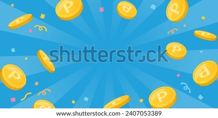 Point coin and sunburst background image blue (2:1) Royalty-Free Stock Photo #2407053389
