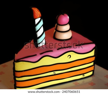 A fondant birthday cake designed in a cartoon style.