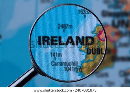 Map of IRELAND through magnifying glass