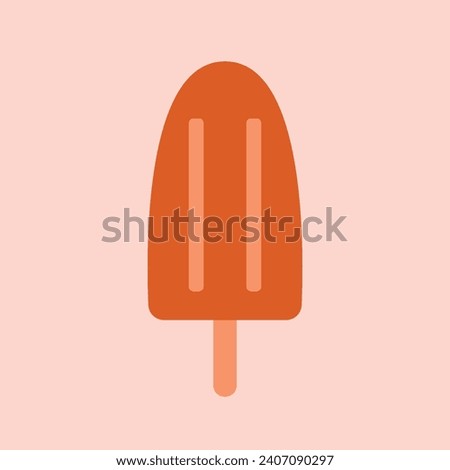 Cute simple illustration with ice cream. Sweet delicious food. Summertime clip art. Flat design. For icon, badge, card, banner