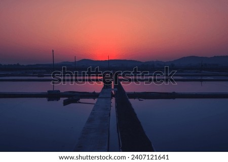 salt pond, South Korea, Sunset