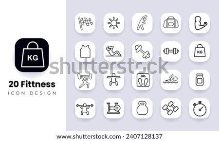Web Set of Fitness Vector Thin Line Icons