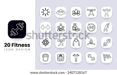 Web Set of Fitness Vector Thin Line Icons