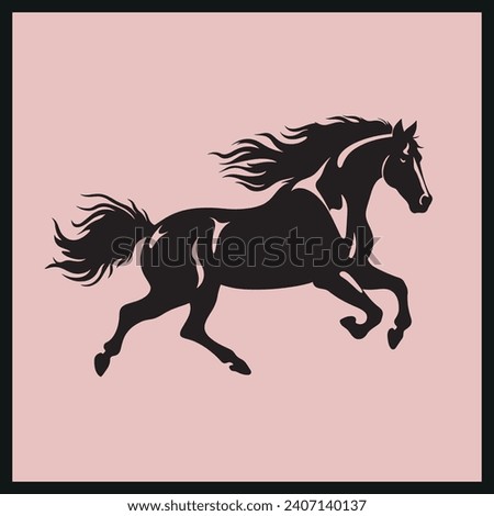 Galloping Horses Silhouette Clip art, fast, running Horses vector illustration