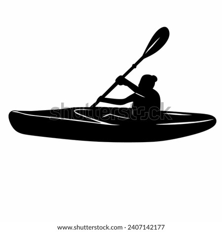Silhouette kayak vector, kayak silhouette clip art, kayak fishing silhouette, canoe silhouette, kayaking boat vector