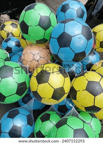 Colorful plastic balls in a net