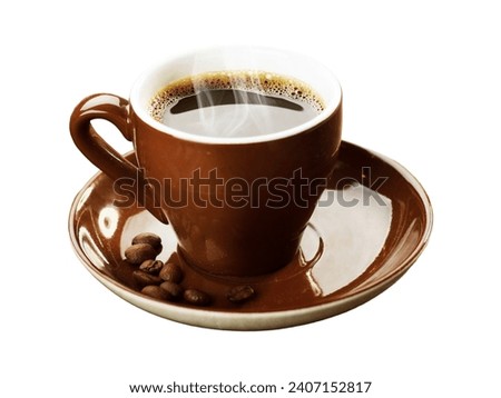 Coffee cup with foam on white background