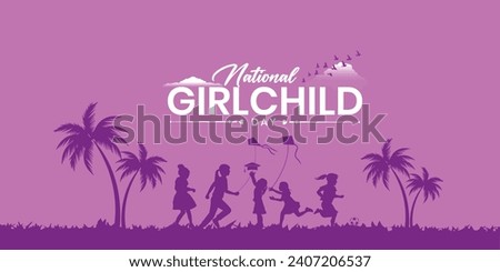 International Day of the Girl Child. 11 October - International Day of the Girl Child. International Children's Day Greeting Card. Editable vector illustration daughter, girl. Royalty-Free Stock Photo #2407206537