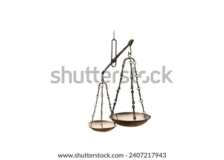 Balance scale on white background. Sign of justice, lawyer.
