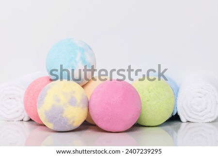 Colorful dissolving balls for taking a spa bath, close-up