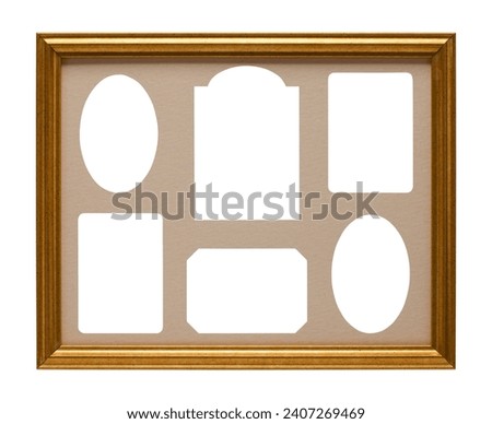 Family Photo Frame with Empty Slots Cut Out on White.