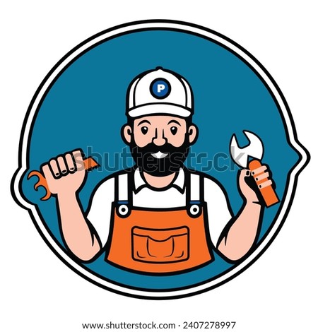 Mechanic Man Vector clip art handyman plumber vector illustration design
