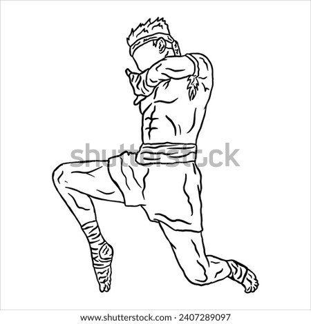 muay thai vector logo illustration kick boxing