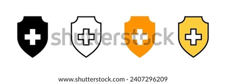 Health insurance icon set vector. Insurance document sign and symbol