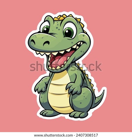 Crocodile cartoon sticker template vector design