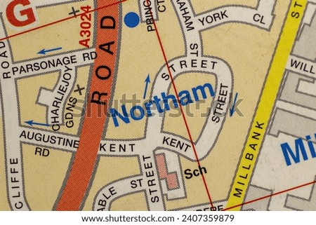Notham, Southampton in Hampshire, England, UK atlas map town name of the area