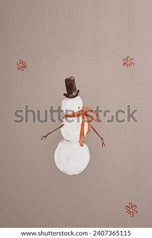 image of a snowman and snowflakes on a plain background