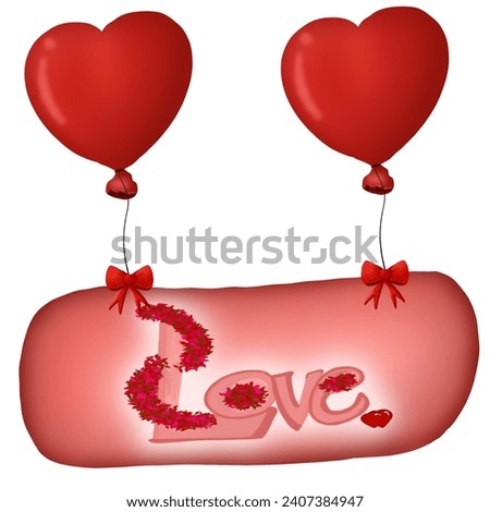 valentine's day clipart with red  shape balloons