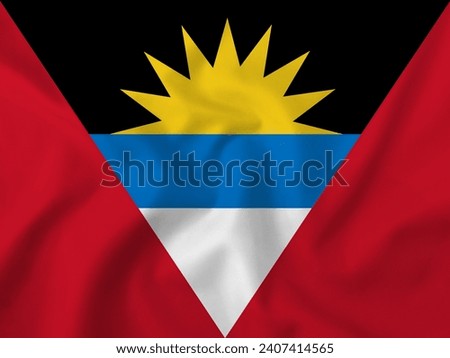 Antigua and Barbuda on wave cloth flag