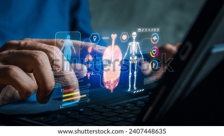 Technology to analyze medical data and predict risk. Medical technology service to solve people health, Medical business. Technology medicine concept. Medical examination and healthcare business. Royalty-Free Stock Photo #2407448635