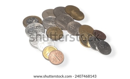 Stacks of coins, isolated on a white background with clipping path. Shotlistbanking.