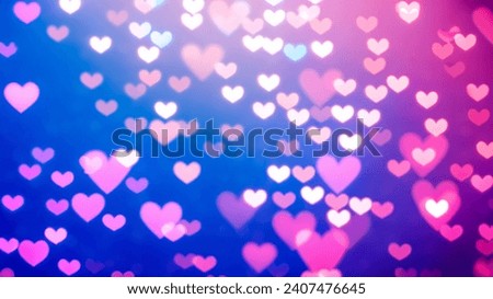 Magical Blue and Pink Bokeh Hearts for Dreamy Love Themes