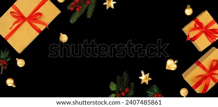 Christmas background copy space with pine and light