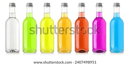 bottles with soft drink isolated on white with clipping path