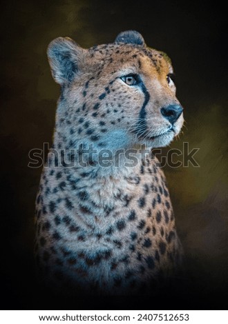 Portrait of a cheetah with textured background