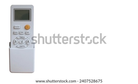 Universal air conditioner remote control with copy space text area isolated on white background