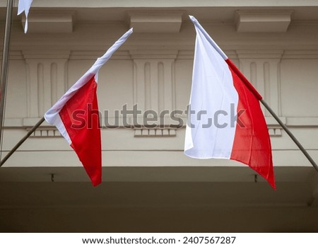 Polish Flag Adorning a City Street