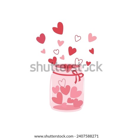 A far filled hearts flat vector illustration isolated on white background. Element for Valentine's day concept. Doodles clip art in cartoon style. Happy Valentine's day.