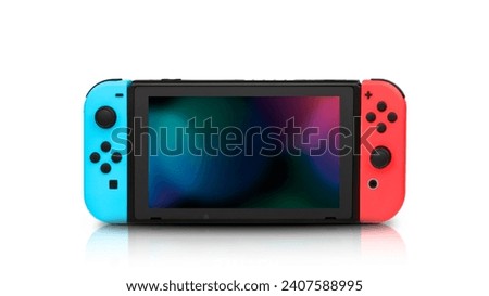 Portable game console isolated on white background.