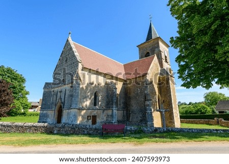 The Saint Martin church in Europe, in France, in Burgundy, in Nievre, in Cuncy les Varzy, towards Clamecy, in Spring, on a sunny day.