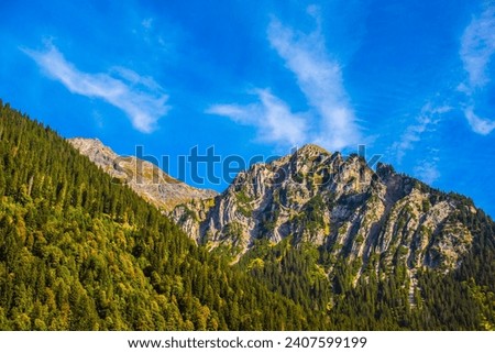 Beautiful view of Austrian Alp mountains. Tourism concept. Inspiration trip