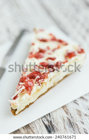 Cranberry cake on wooden background - film soft effect style pictures