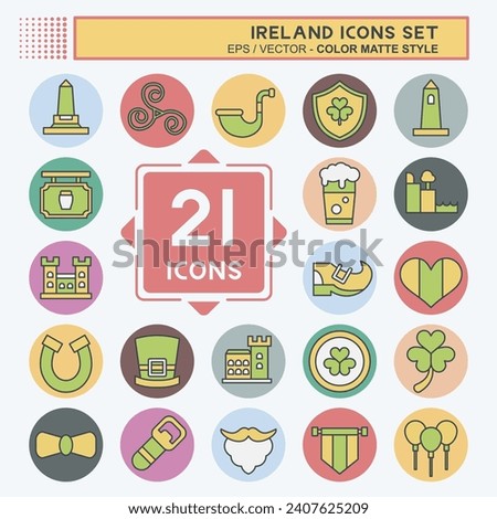 Icon Set Ireland. related to Holiday symbol. color mate style. simple design editable. simple illustration