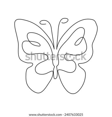 Simple vector abstract outline beautiful butterfly isolated on white background and minimal.
