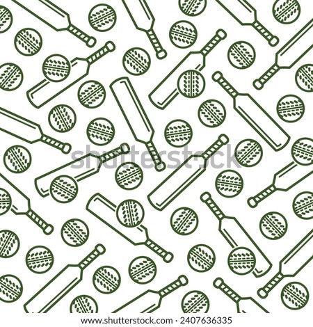 Cricket and soccer background, pattern set. Collection icons cricket. Vector Royalty-Free Stock Photo #2407636335