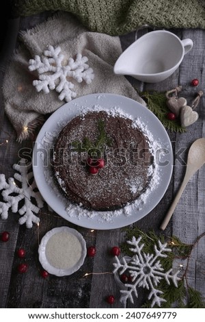 Chocolate Cake with Chocolate Icing set out for the Holidays