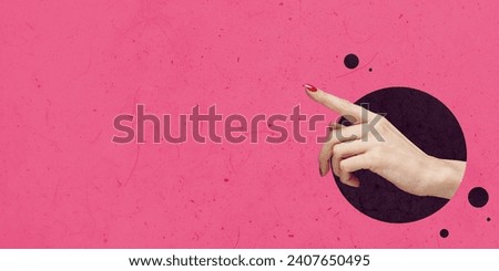 Hand From Portal Concept Art. Creative Background Design. Advertisment Copy Space For your Text. Simple Art Collage.