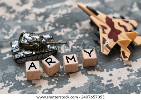 ARMY concept on camouflage uniform
