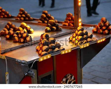 Hot Chestnuts. A stall in Istanbul selling hot chestnuts.
