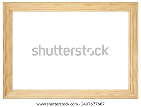Simple Classic Old Vintage Wooden Rectangle mockup canvas frame isolated on white. Blank and diverse subject molding baguette. Design element. use for paint, mirror or photo Royalty-Free Stock Photo #2407677687